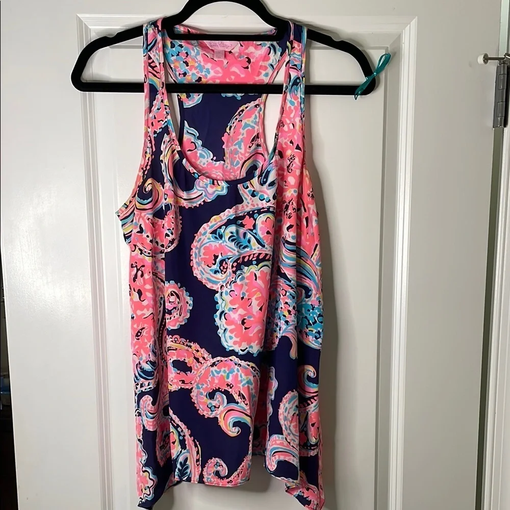 Lilly PulitzerRacerback Navy and Coral Tank Top - Picture 2 of 12